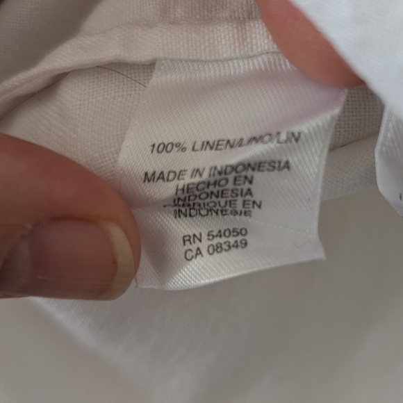 White Long-Sleeve V-neck Linen Tunic Size XL Roll Up Sleeves - Picture 5 of 7